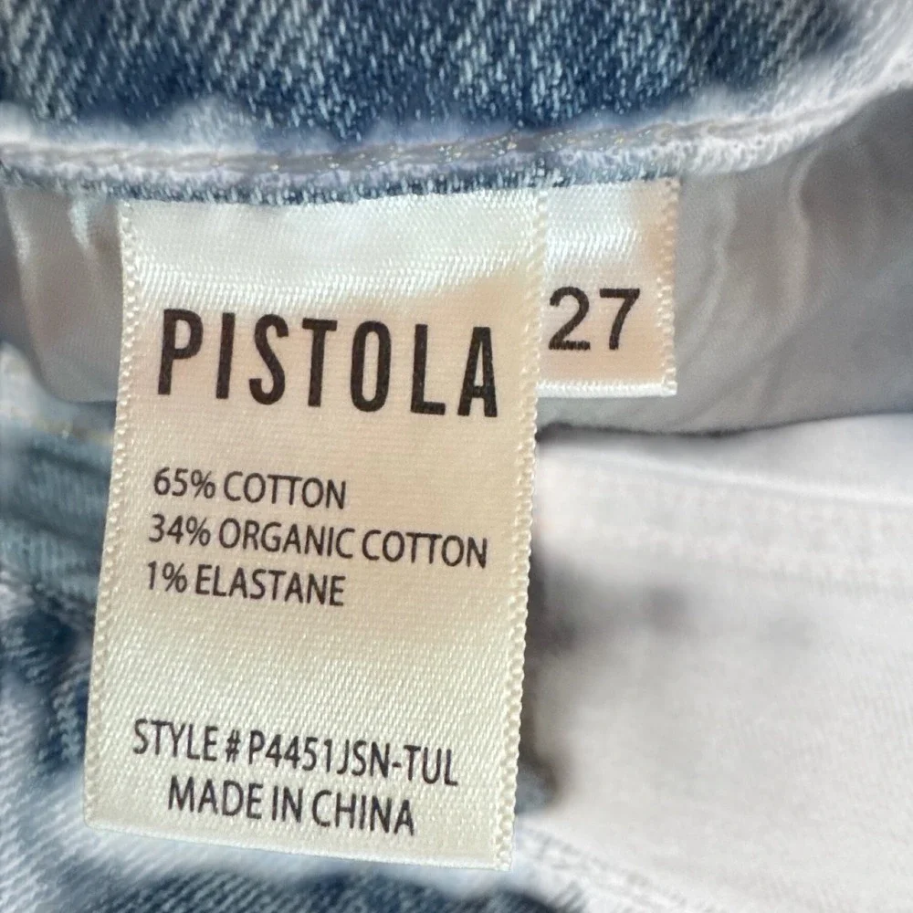 Pistola Distressed Denim Shorts Light Wash Button Fly Frayed Hem Size 27